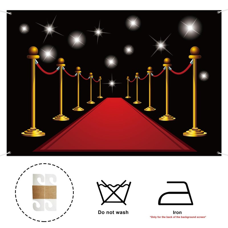 INNORU خلفية تصوير حفلة مهرجان أفلام بتصميم هوليوود - قماش متين لحفلات الزفاف أو التخرج ملصق حفلة السجادة الحمراء للداخل والخارج لتزيين تصوير عيد الميلاد 6 × 4 قدم - Image 3